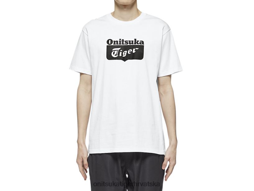 bijelo crno 8XPTRV385 Onitsuka Tiger odjeća majica s logotipom uniseks