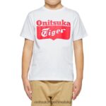 bijelo/crveno 8XPTRV660 Onitsuka Tiger odjeća majica s logotipom djeca